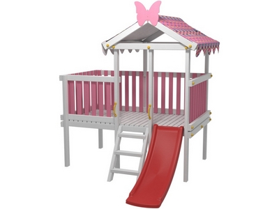 Кровать-спортивный комплекс для детей Мансарда 6 Розовый