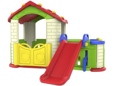 Игровой домик для детей с забором и горкой